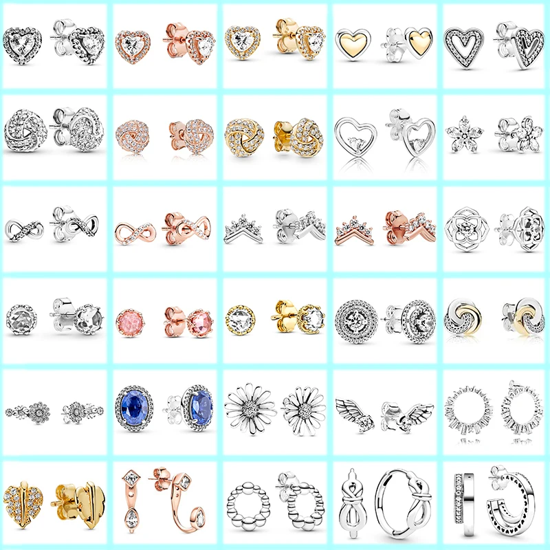 

925 Sterling Silver Earring Domed Golden Heart Sparkling Statement Halo For Women Making Wedding Party Engagement Jewelry Gift