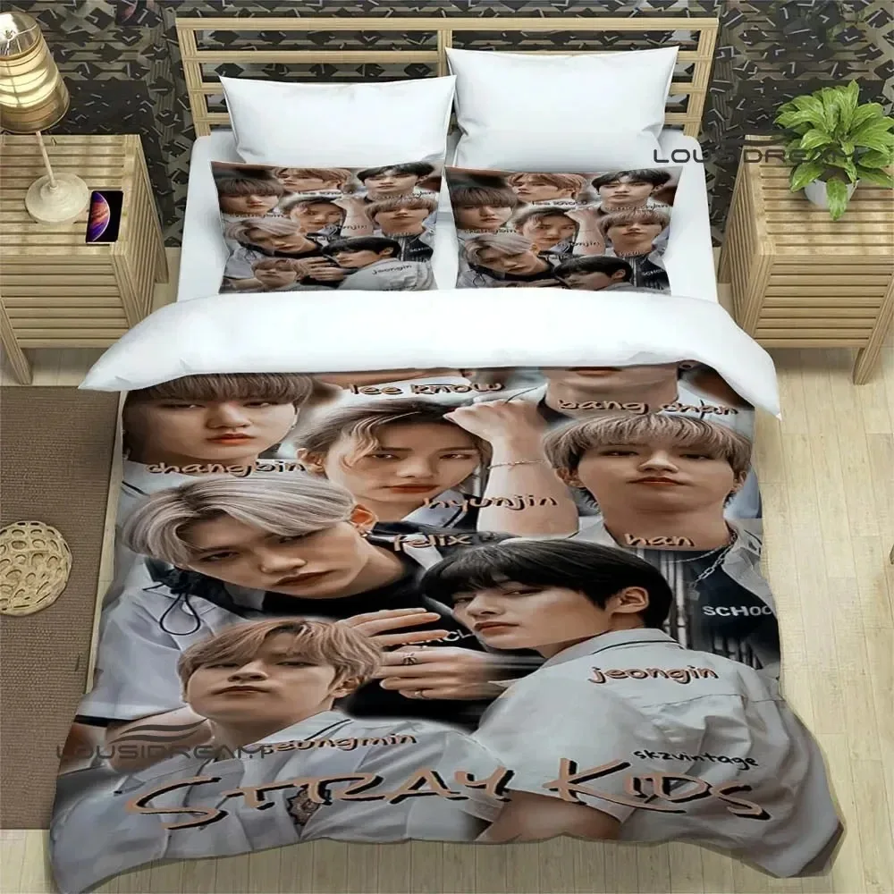 KPOP S-Stray-K-Kids print Bedding Sets exquisite bed supplies set duvet cover comforter bedding luxury birthday gift |