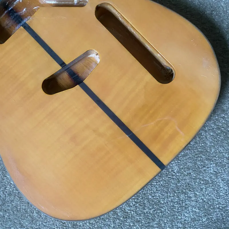 Фото Корпус гитары LB402 Standard TL из массива ясеня с верхней декой из волнистого клена, инкрустацией из палисандра, неокрашенный, для самостоятельной сборки и замены. №4