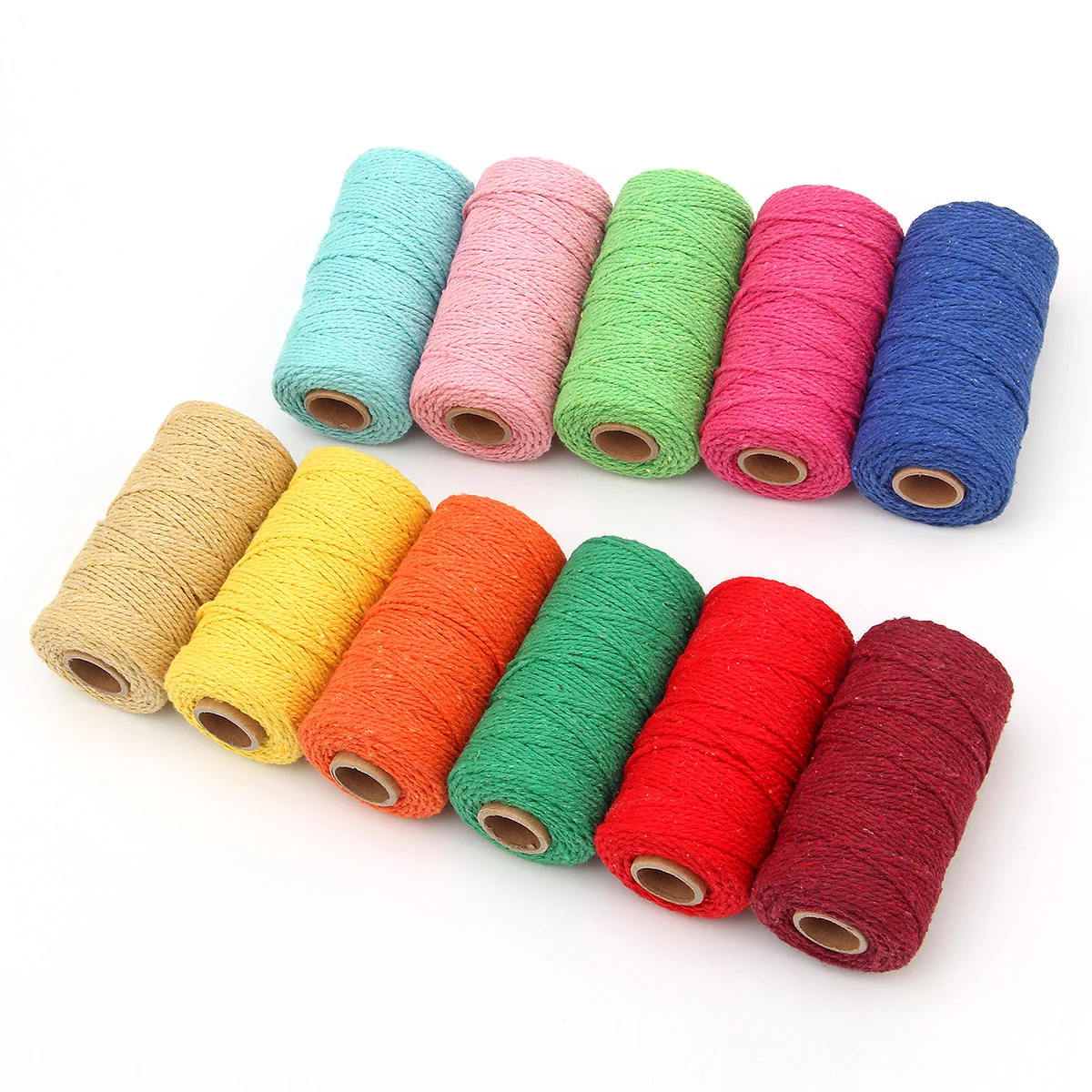 

1pcs 2-strand Colored Woven Cotton Rope 2mm Christmas Gift DIY Decorative Packaging Tapestry Rope Cotton Rope