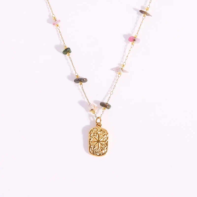 

Star Medallion Necklace Stainless Steel Necklace For Women Metal Medallion Pendant Necklaces Stone Chain Choker Collier Femme