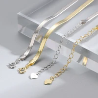 s925 sterling silver blade chain flat snake chain european and american fashion personality niche collar chain plated with k gol