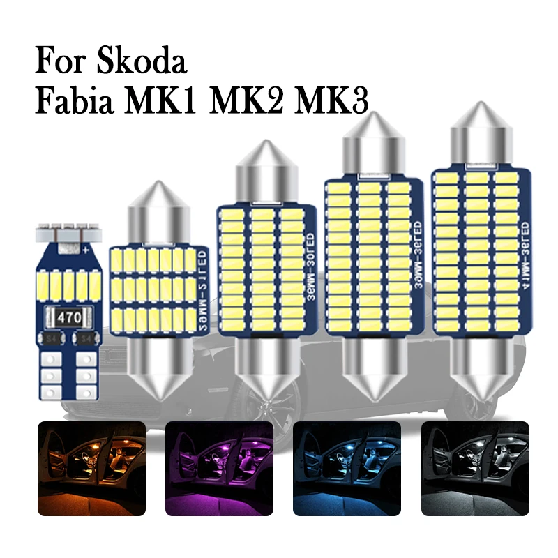 

Car Interior LED Lights Canbus For Skoda Fabia MK1 MK2 MK3 1 2 3 6Y 6Y2 6Y3 6Y5 NJ NJ3 NJ5 2001 2008 2013 2015 2016 2019 2021