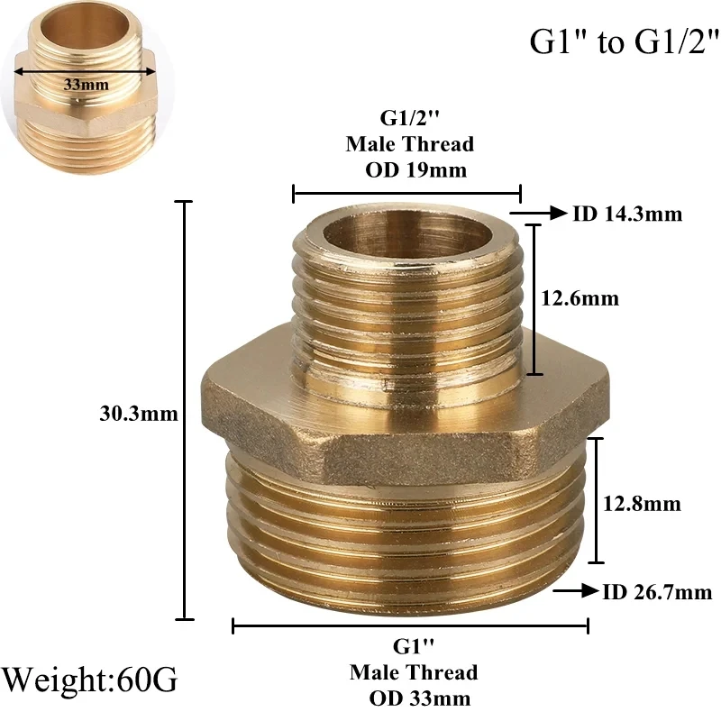 Редукционный соединитель для садовой водопроводной трубы с шестигранной
