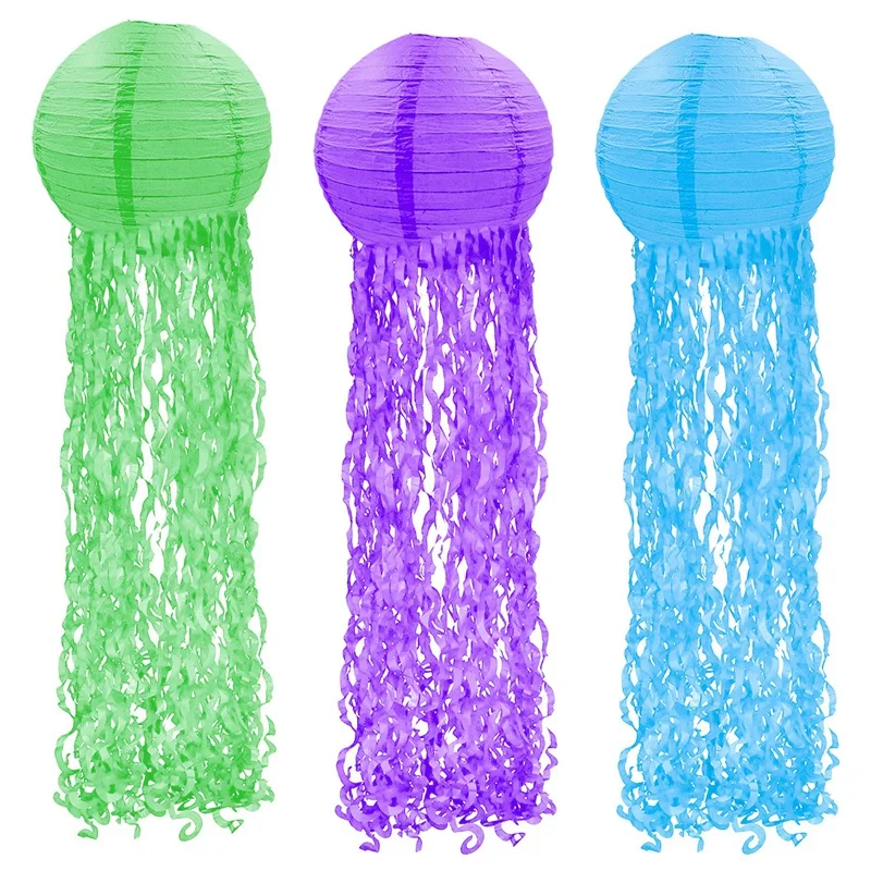 

Jellyfish Paper Lanterns 3 Pack Mermaid Under The Sea Ocean Birthday Party Decorations Supplies Easy Setup Room Decor