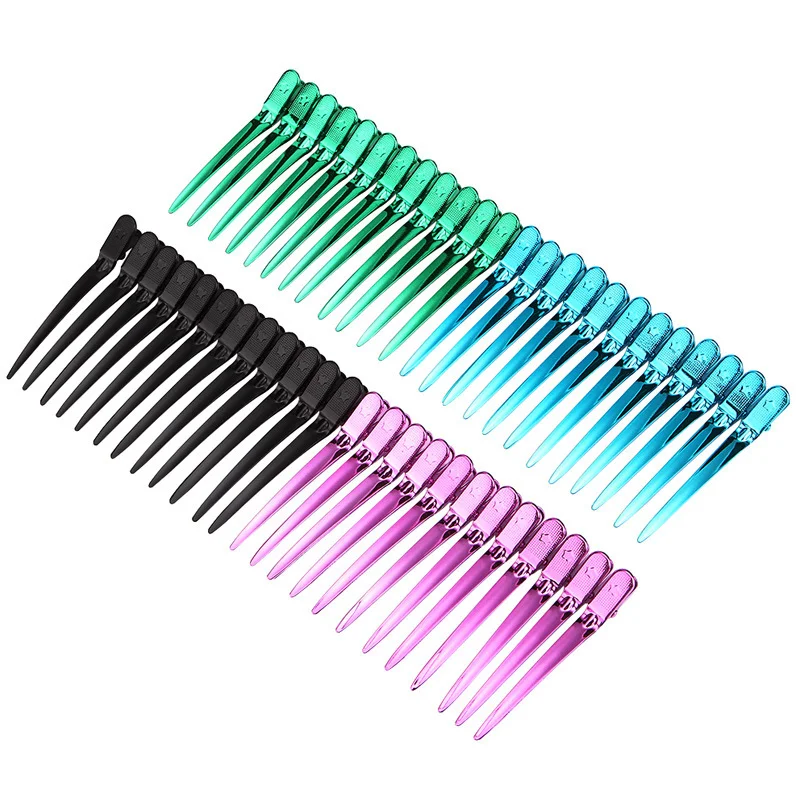 12pcs Hair Care Clips Stainless Steel Hairdressing Sectioning Clips Clamps For Hairdressing Barber Hair Cut Use Styling Tools
