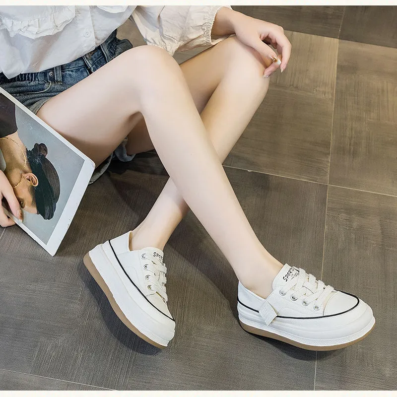 Sneakers Women's Platform Genuine Leather2023spring New Product Versatile Casual Sportsboard Shoeswomen's Flat Small White Shoes