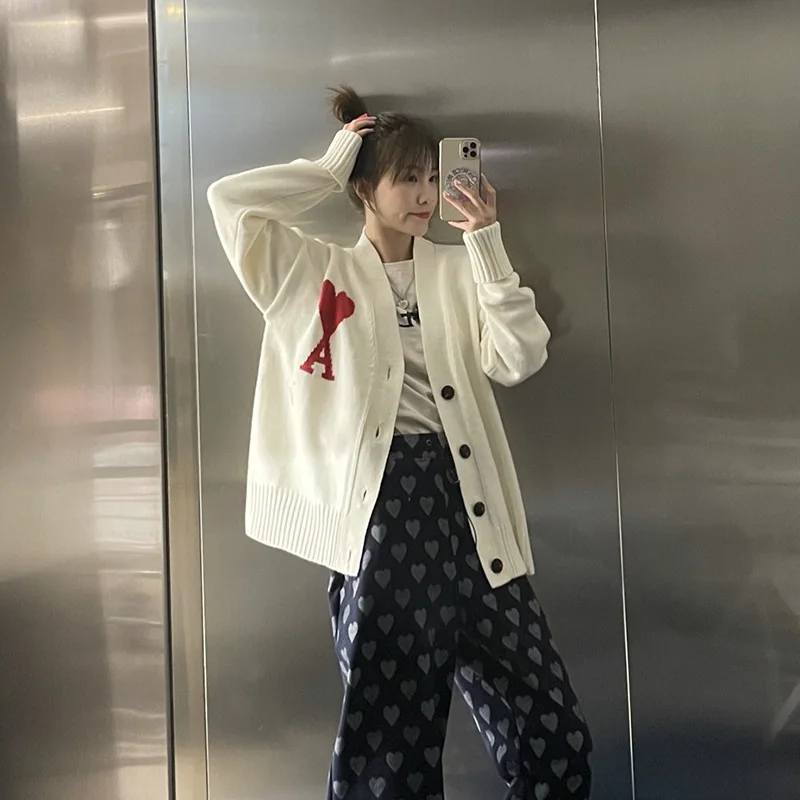 Повседневная Толстовка AMI мужской кардиган с V-образным вырезом Мужская Толстая