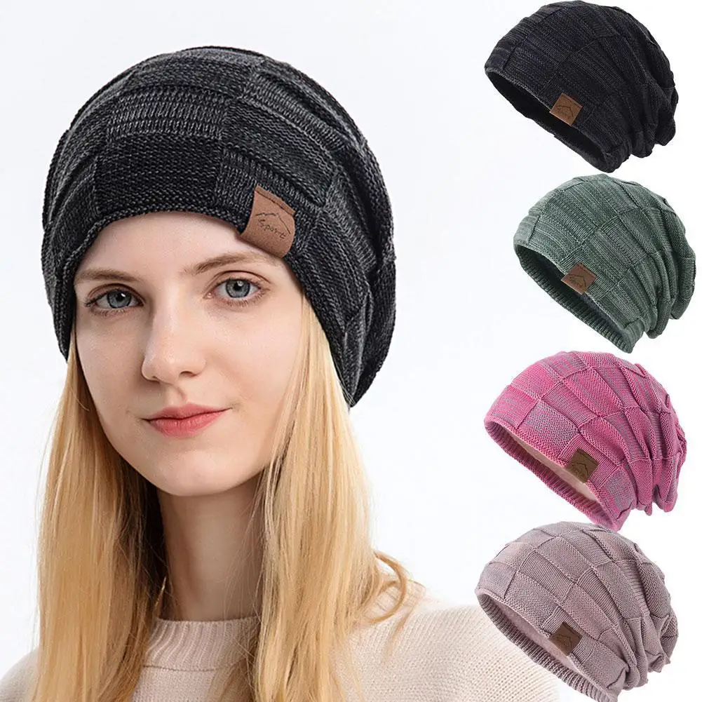 

New Fashion Autumn And Winter Warm Hat Plus Velvet Mixed Color Wool Knitted Hat Outdoor Cotton Hats Hedging Cap