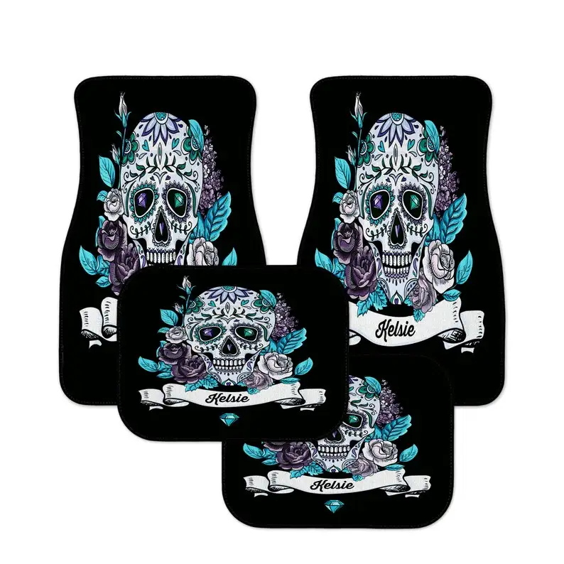 

Personalized Sugar Skull Car Mats , Custom Auto Mats