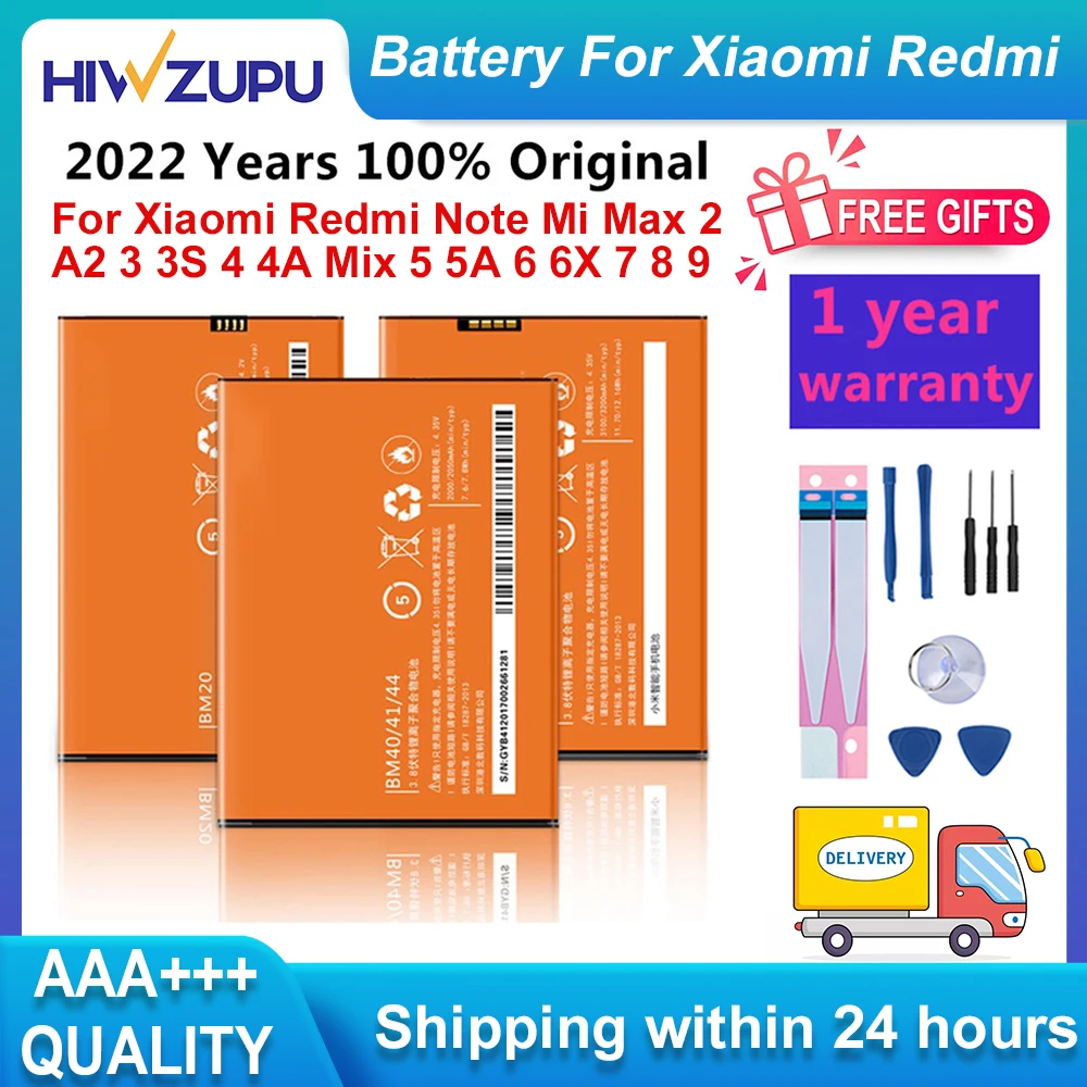 

Оригинальный аккумулятор HIWZUPU для Xiaomi Redmi Note Mi Max 2 A2 3 3S 4 4A Mix 5 5A 6 6X 7 8 9 Lite Plus Pro, батареи для телефона