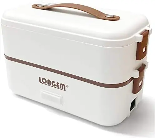 

Electric Lunch Box Portable Food Warmer for Home Office Work 110V Double Layers 304 Stainless Steel with Removable Compartments