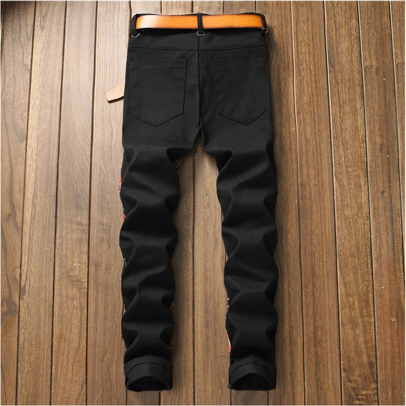 Streetwear Men Punk Vintage Black Splicing Self-cultivation Jeans Versatile Temperament  Pencil Pants Female 2022 Autumn New