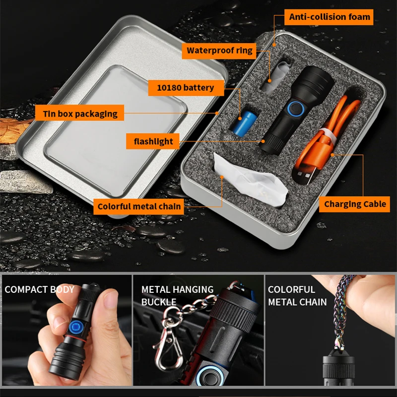 Pocketman новая портативная мини USB быстрая зарядка фонарик 4 режима Электрический