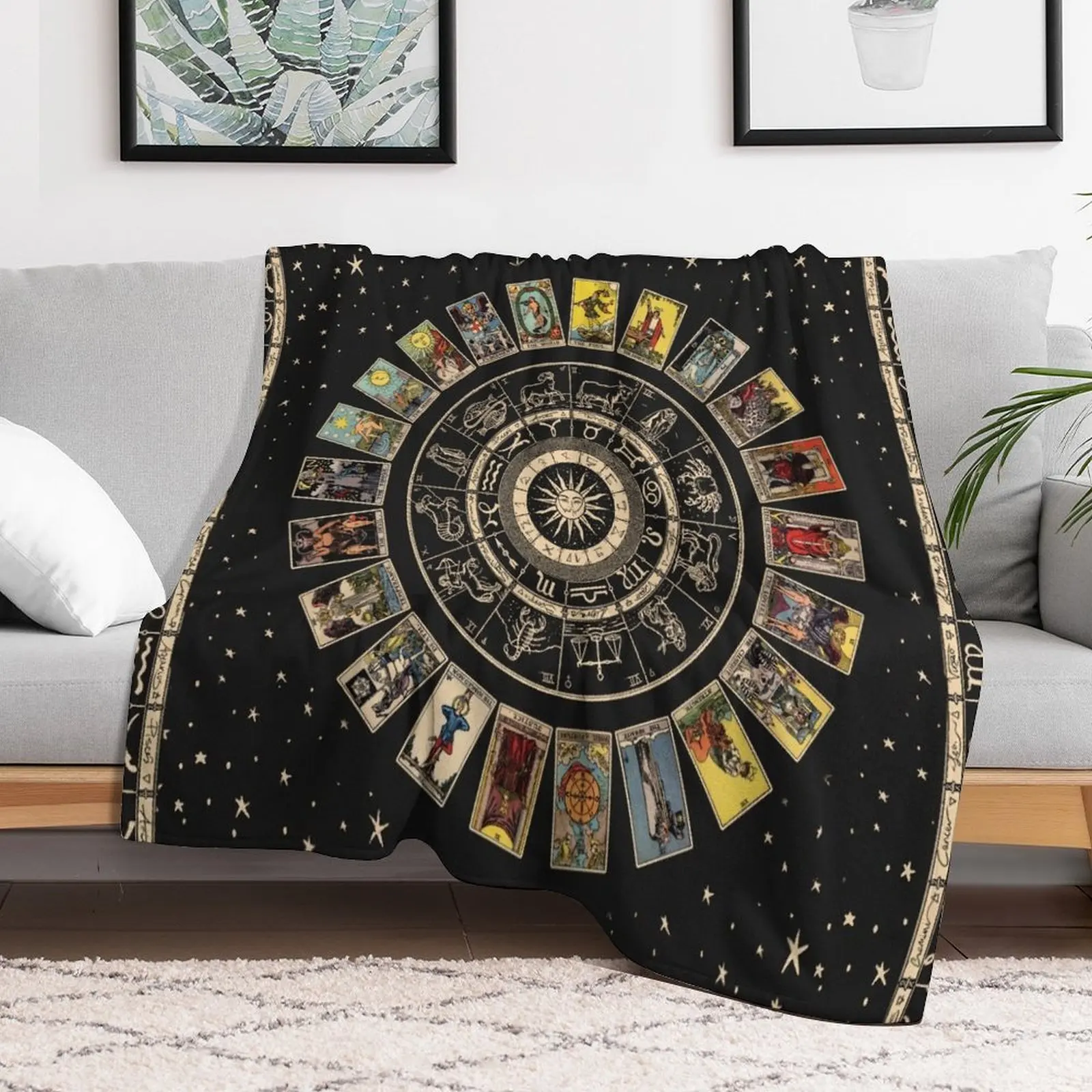 Одеяло со знаками Зодиака астрологическая схема и бросок Таро из арканы милые