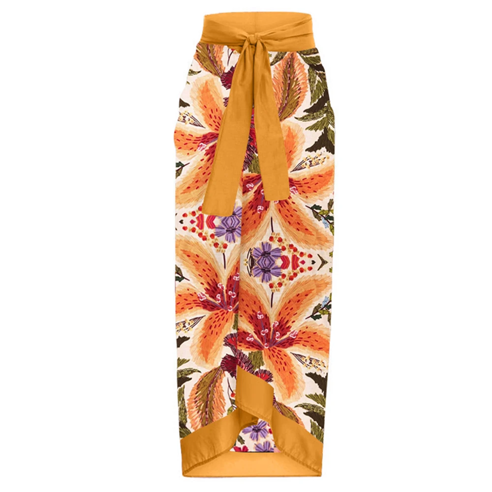 2023 Fashion Print Colorblock Bikinis One Piece Swimsuit String Tie Bathing Suit Women Swimming Set Sexy V-neck Slim Swimwear