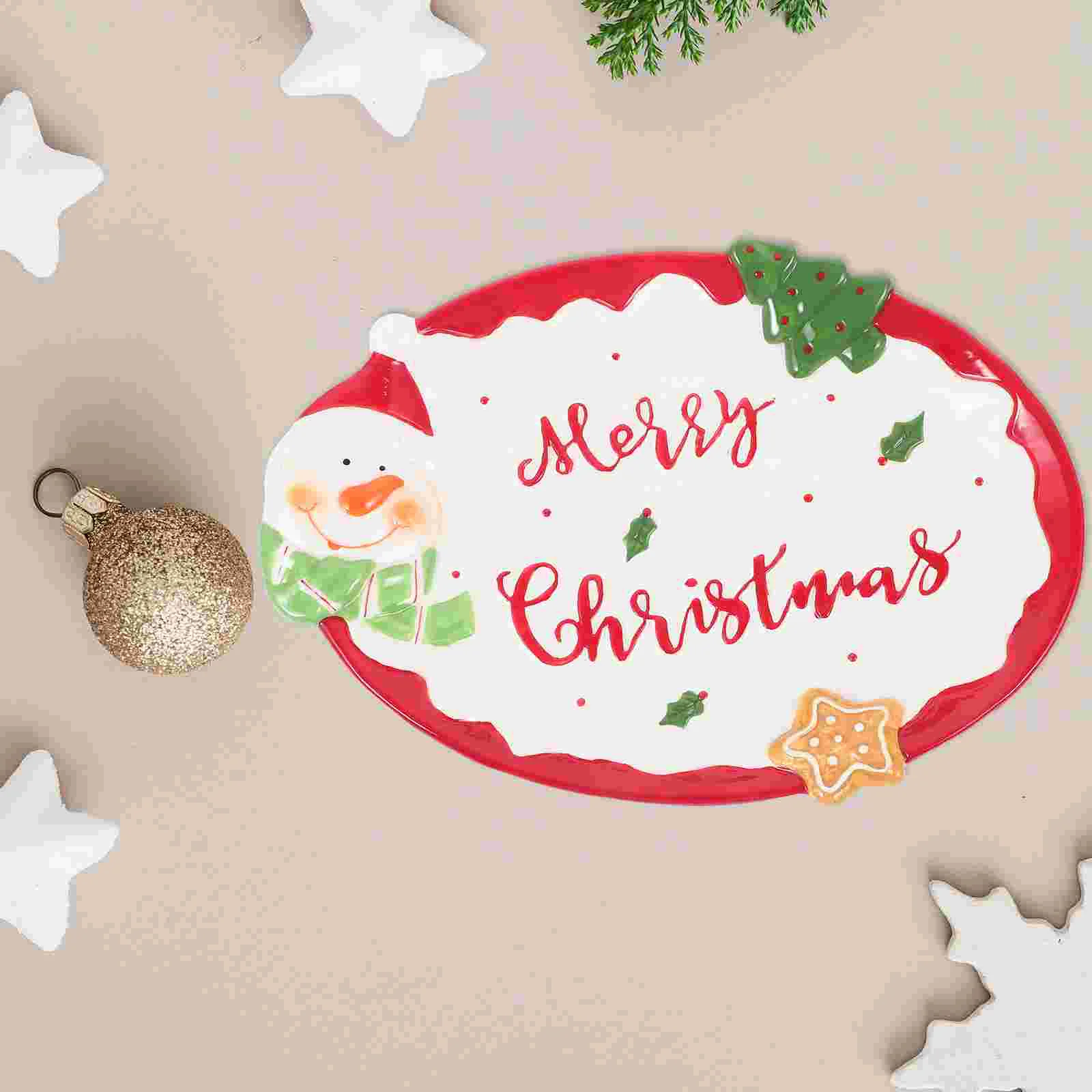 

Обеденные тарелки, рождественские керамические подающие блюда, украшение для соуса, десерт