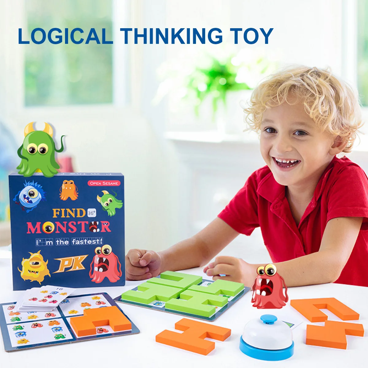 

Matching Monster Game Toy Wooden Find Monster Game Board Montessori Logical Thinking Board Game Early Educational Parent-Child