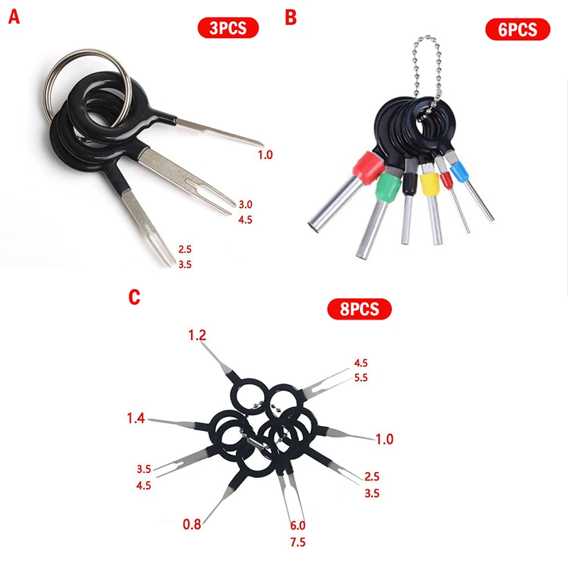 

3/8/11PCS Automotive Plug Terminal Removal Tool Car Electrical Wire Crimp Connector Pin Extractor Kit Key Pin Removal Tool