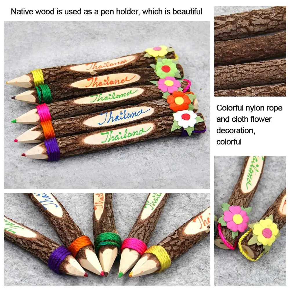 

12Pcs/set Hot Stationery Art Work Crafts Writing Tool Wooden Pencil Branch and Twig Graphite Color Pencil