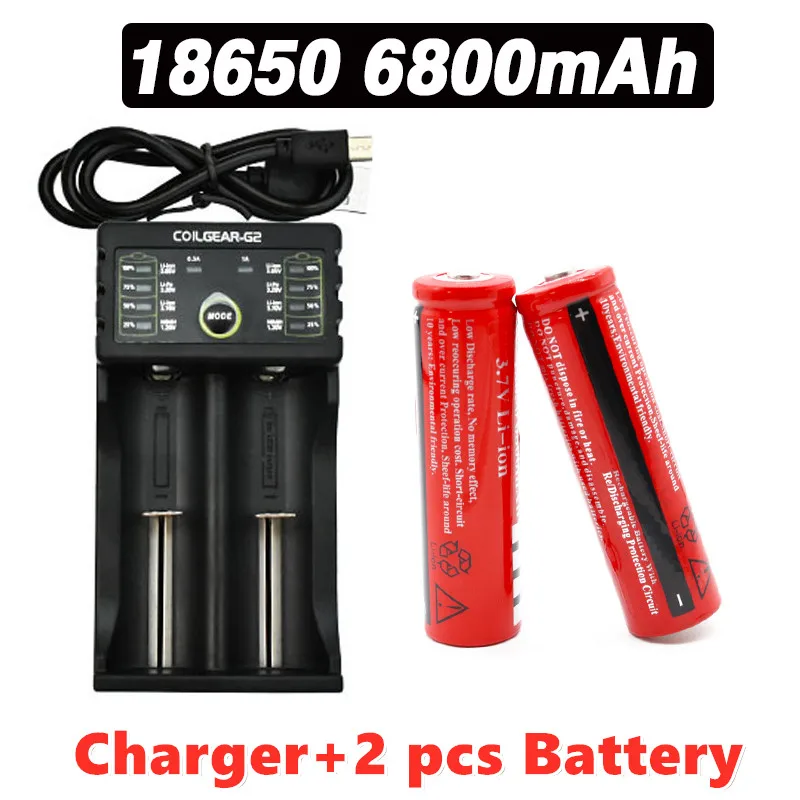 

18650 bateria 3.7v recarregável liion bateria para lanterna led tocha batery litio bateria + carregador
