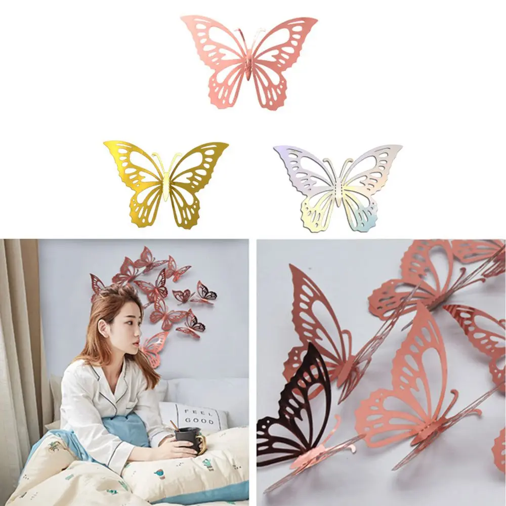 

Wedding Ornament DIY Hollow PVC 3D Effect Simulation Butterfly Mariposas Wall Decal Wall Stickers
