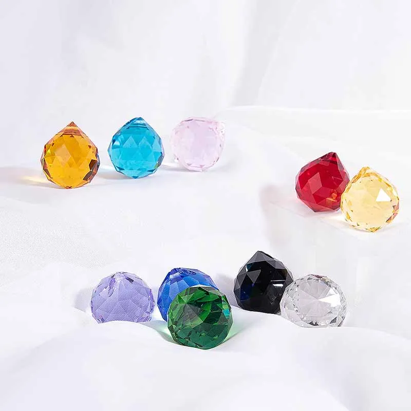 

20mm Crystal Lighting Ball Transparent Stained Glass Pendant Handicraft Ornaments Door Curtain Chandelier Hanging Accessories