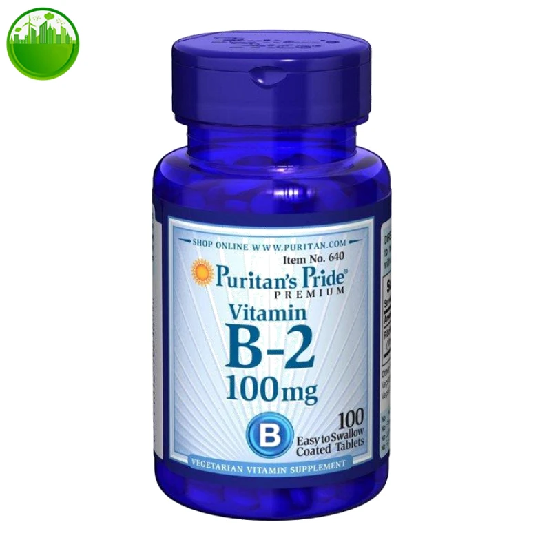 

US Puritan's Pride PREMIUM Vitamin B-2 100mg B Easy To Swallow Coated Tablets VEGETARIAN WITAMIN SUPPLEMENT,Corners Oral Burn