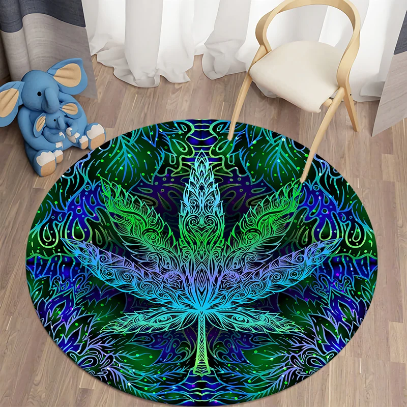

Круглый ковер с принтом в виде кленовых листьев в стиле хиппи для гостиной, коврики для кемпинга, пикника, нескользящий коврик, коврик для йоги, незнакомец