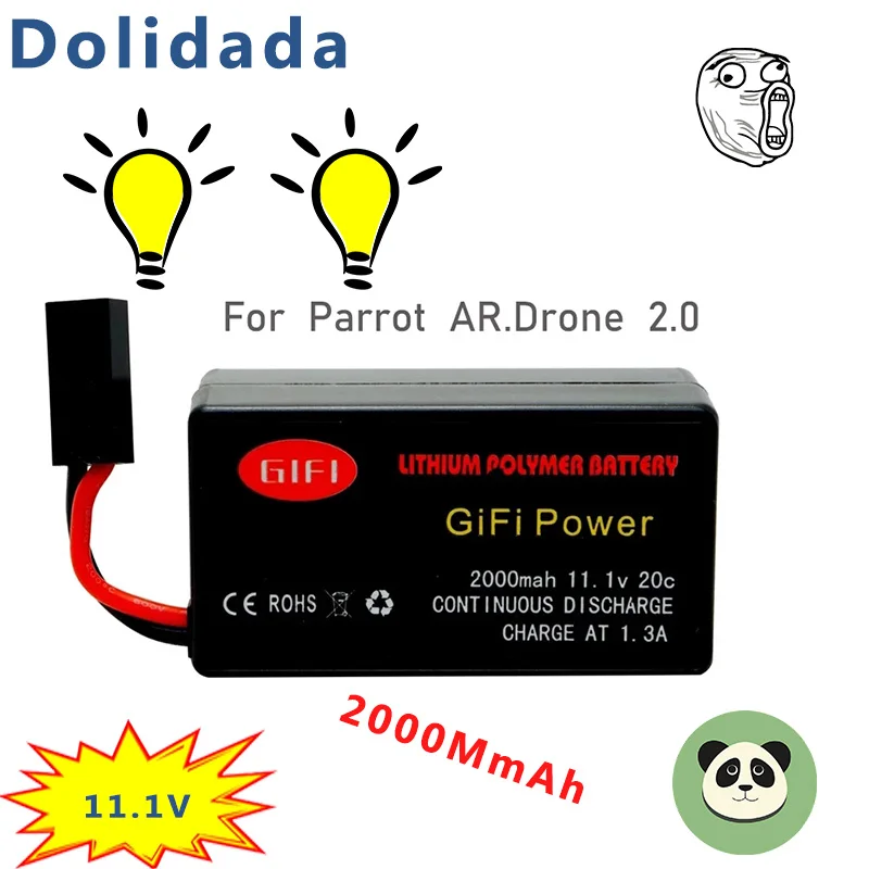 

Продажа 11,1 V 2000mAh 20C перерабатываемая литий-полимерная батарея высокой мощности предназначена для квадрокоптера Parrot AR.Drone 2,0 с длительным вре...