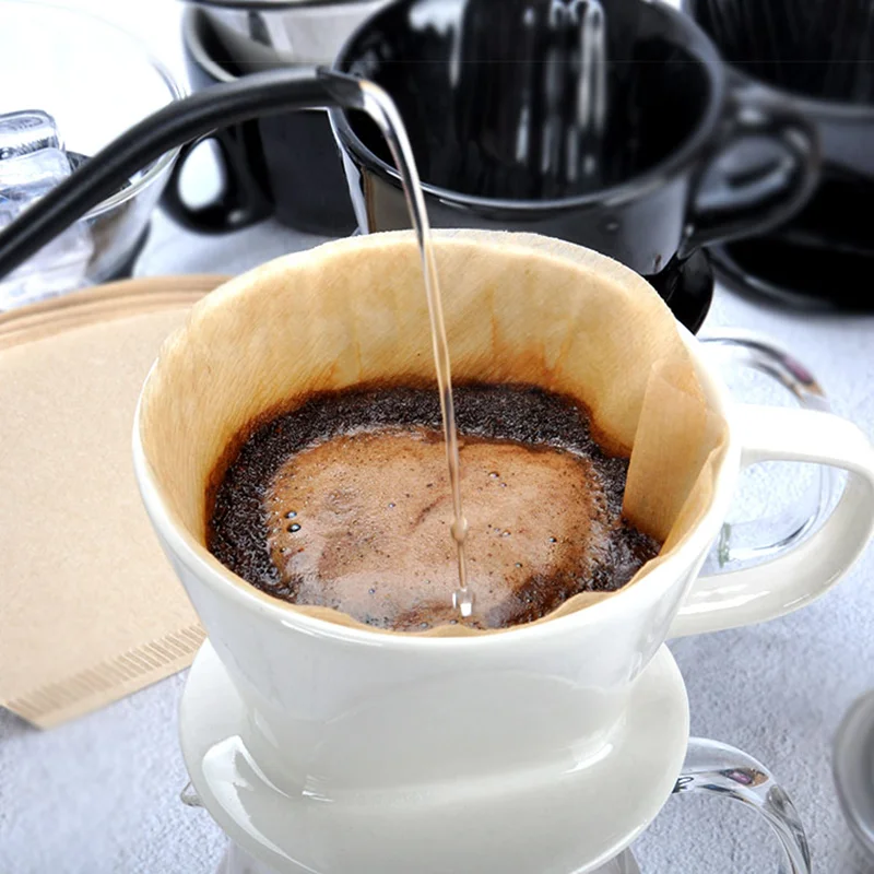 

101 "V" Shape Coffee Cup Filter Paper Espresso Machine Mocha Pot Strainer Sheet 1-2 Persons 100 Tablets