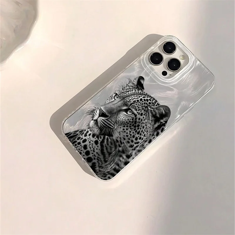 Чехол для телефона iPhone 14 13 15 16 Pro Max 16E 11 12 8 7 Plus X XR XS SE 2022 Блестящая задняя крышка с животным цветочным и леопардовым узором (art.: 3920cdcb25a20) - 3920cdcb25a20
