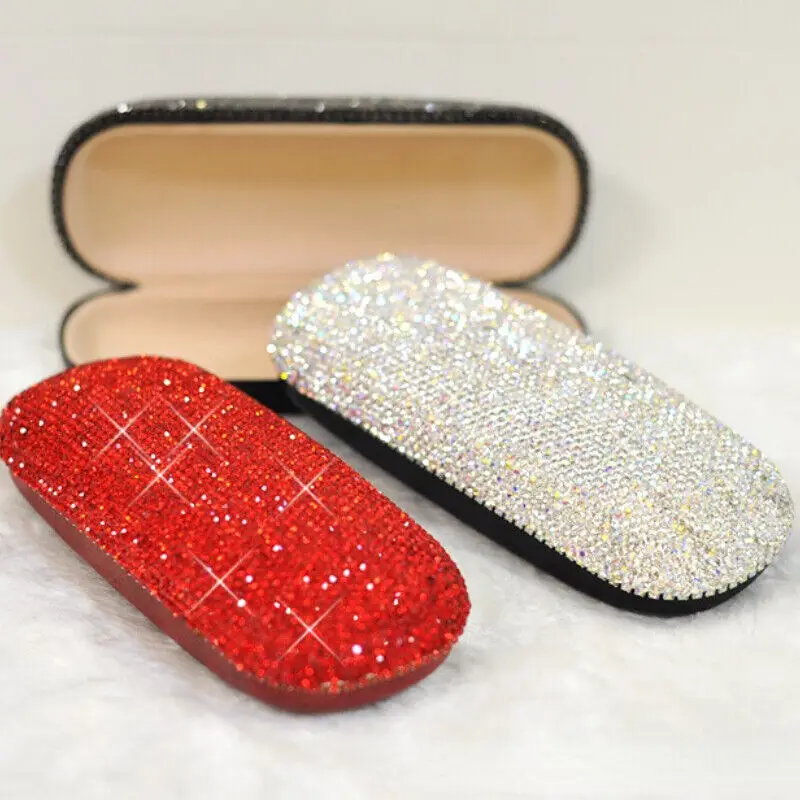 

Luxury Crystal Rhinestone Hard Shell Eyeglass Glasses Case Shiny Clamshell Gifts Diamond Protector Travel Portable