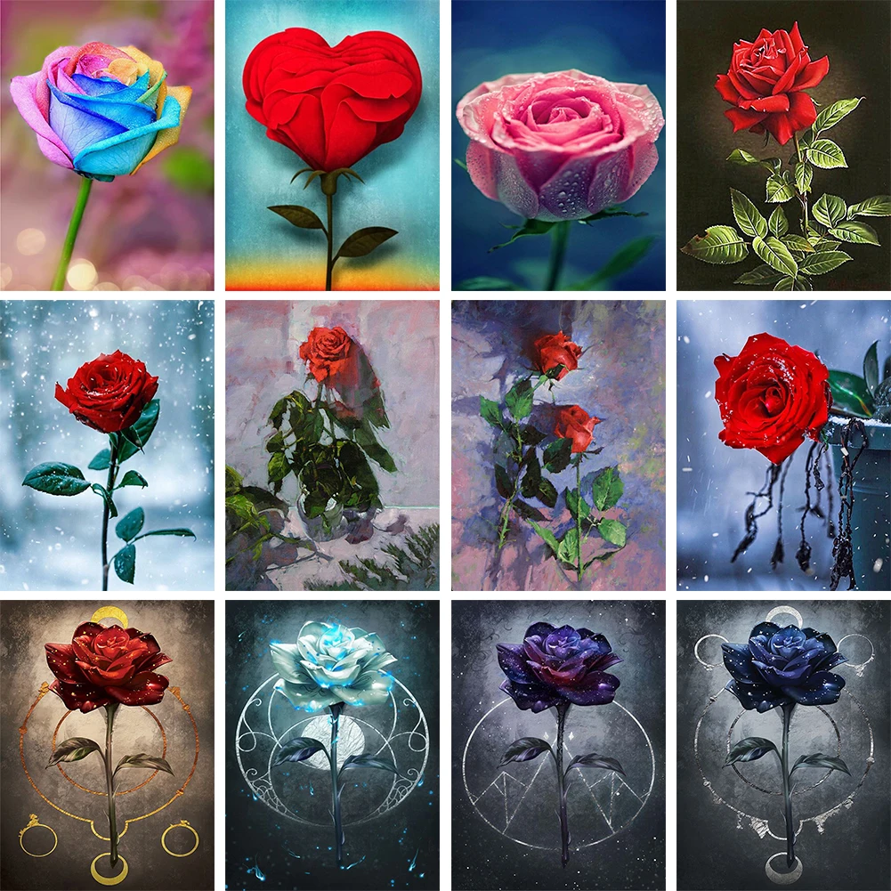 

Алмазная мозаика 5D «сделай сам», круглая вышивка, серия розы, стразы, украшение для дома, подарочные аксессуары