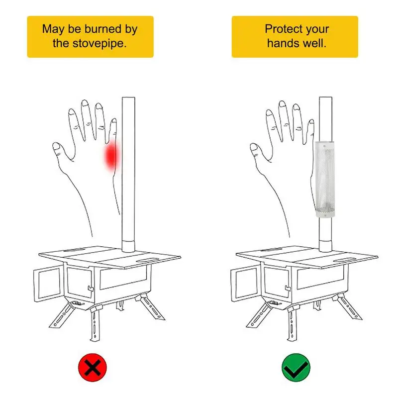 

Туристическая труба для плиты, противоожоговая Крышка для дымохода, сетчатая, аксессуары для дровяных плит, удлиняющая Крышка для дымохода