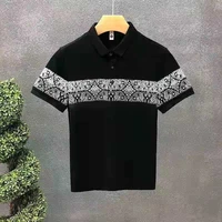 high quality summer polo shirt mens short sleeve tide brand fashion print collar t shirt 2022 tide mens top large size