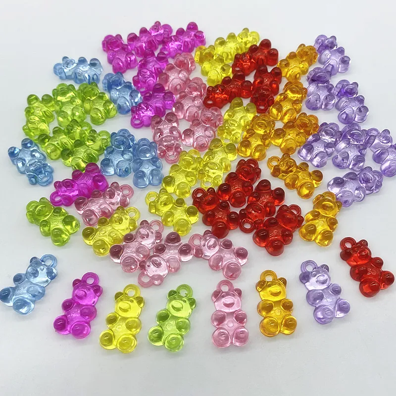 Новинка 10 акриловых разноцветных матовых прозрачных медвежат Радуга кролик