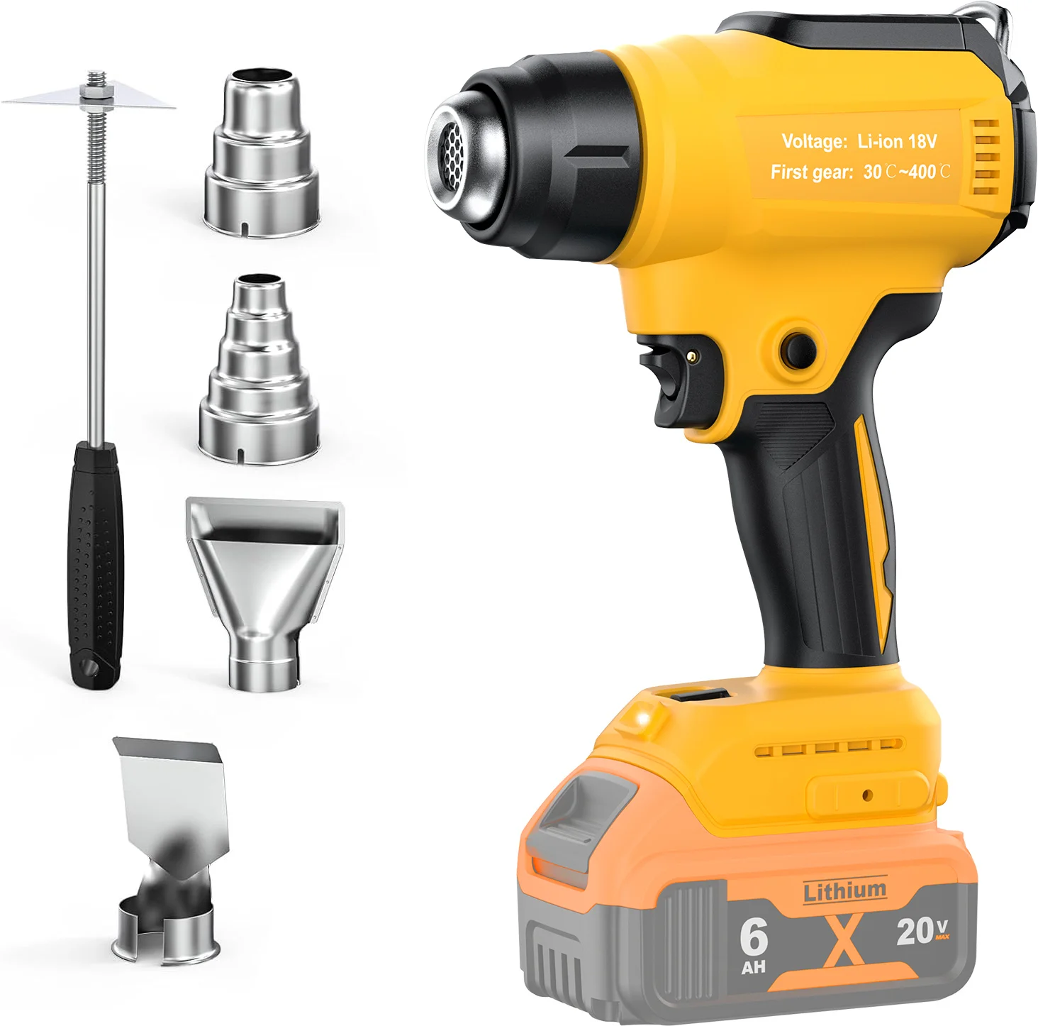 

Беспроводной термофен для аккумулятора Dewalt 18V DCB200 с регулируемой температурой 122-1022, термоусадочный пистолет с зарядным устройством.