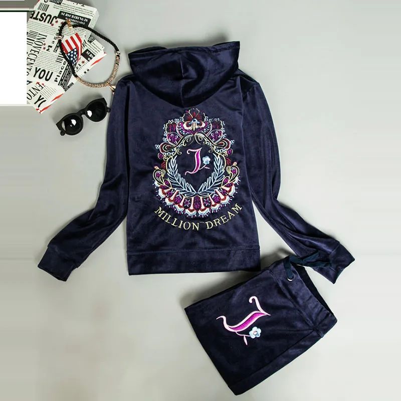 

2022 Spring Demi-Season Women's Velvet Tracksuits With Long Sleeves Letter Embroidery Pattern Of Hoodies Two-piece Suits Pants