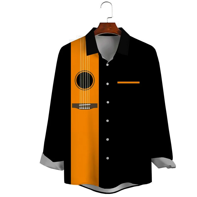 

Мужская гавайская рубашка с длинными рукавами и нагрудным карманом