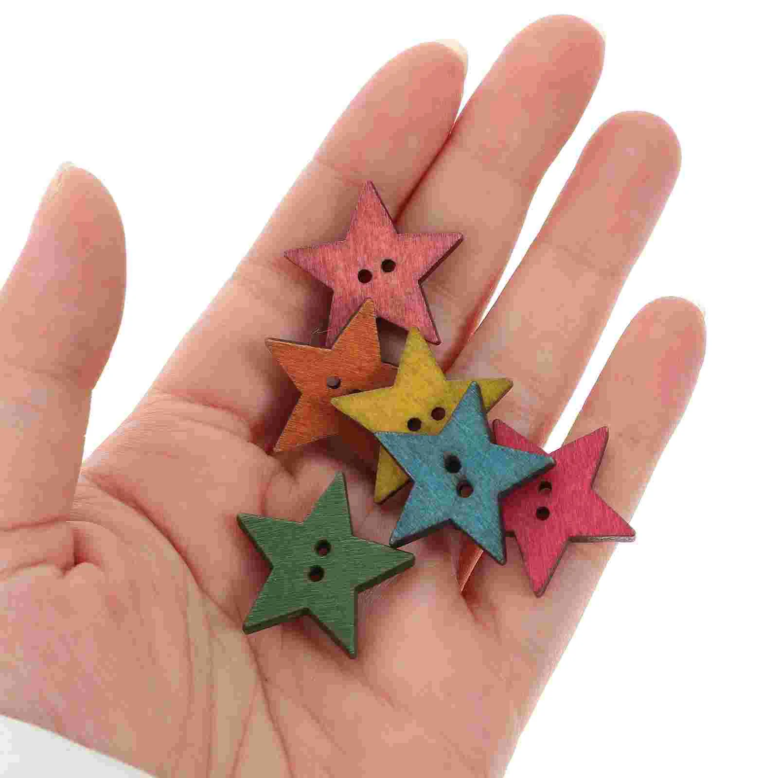 50 шт. Декоративные пуговицы с пятиконечной звездой деревянные для ручного шитья