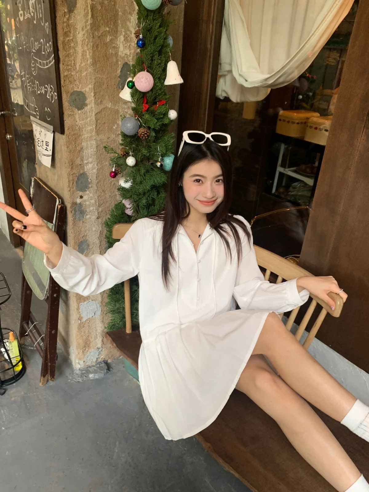 Белое платье-рубашка Pusumede с длинными рукавами женское платье ранней весны