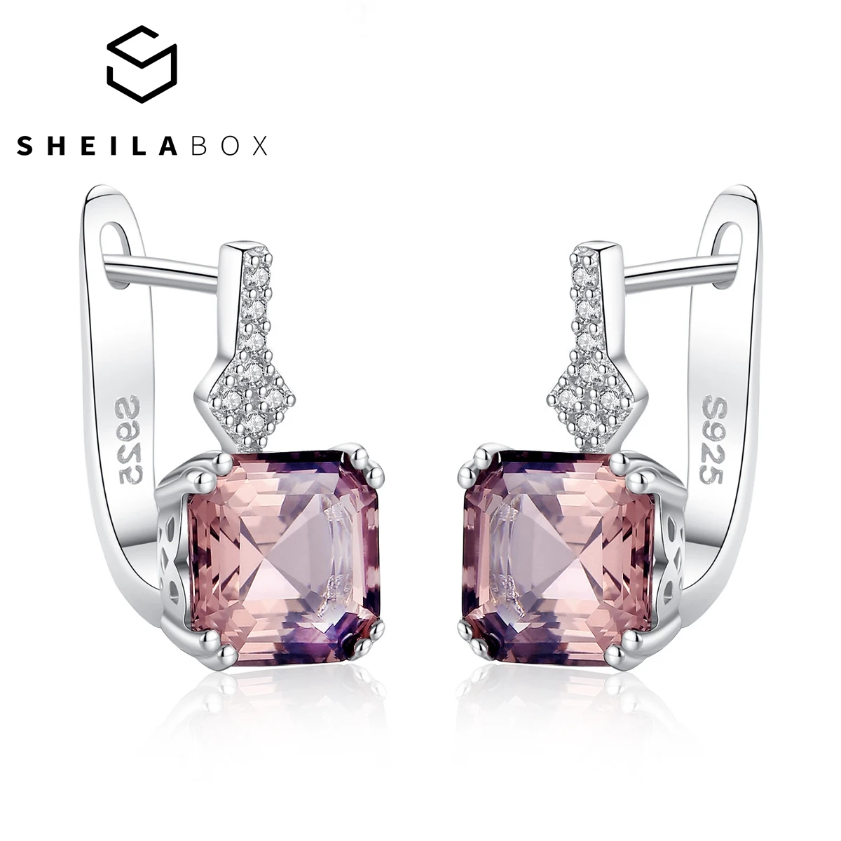 

Sheilabox S925 Sterling Silber Ohrringe Für Frauen Rosa Morganit Luxus Romantisch Luftige Schmuck
