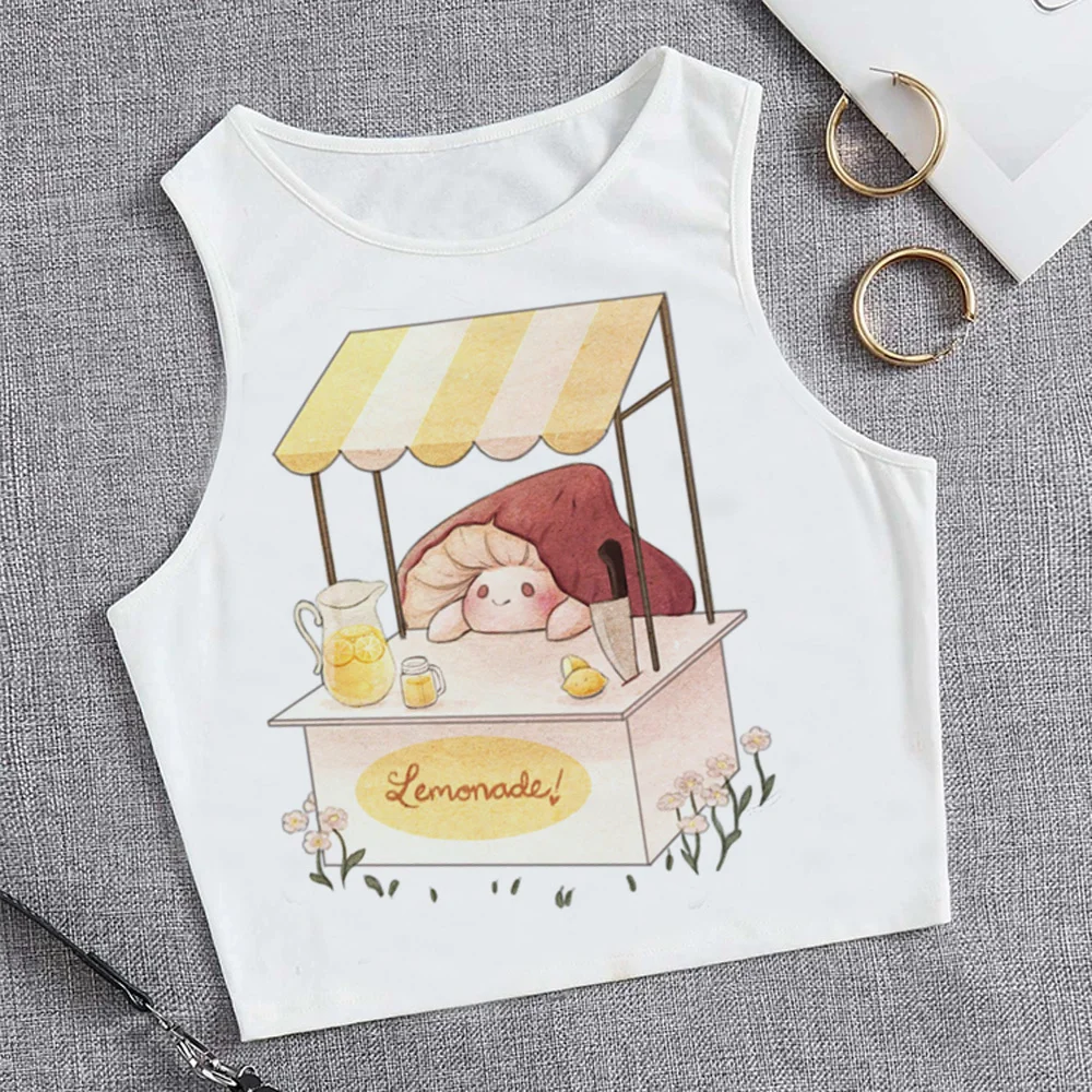 

Женский укороченный топ в стиле гранж 90-х с принтом грибов