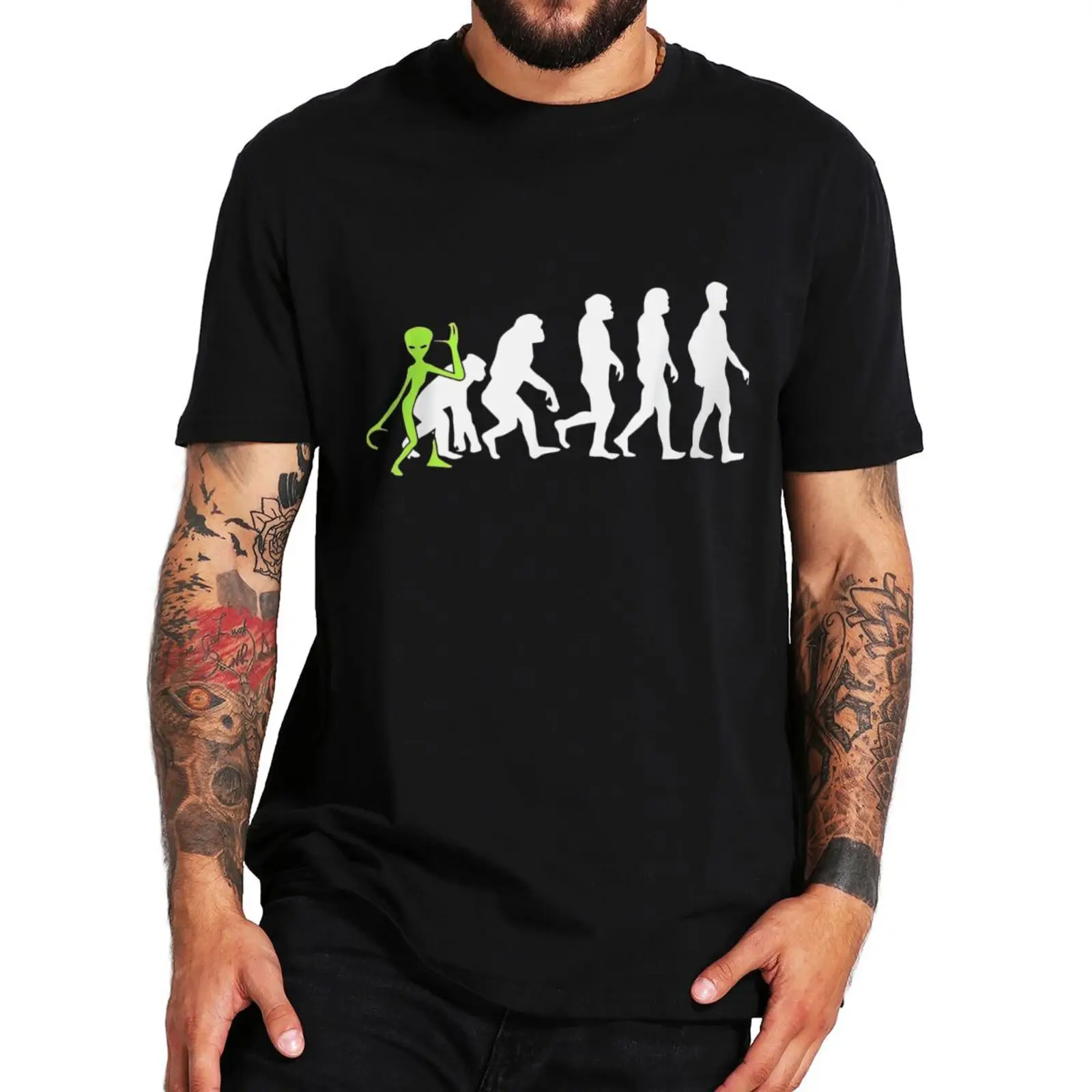 

Alienations Alien Human Evolution T-shirt Funny Aliens Design Sci-Fiction Lovers Tee Tops Summer Casual Cotton Unisex T Shirts