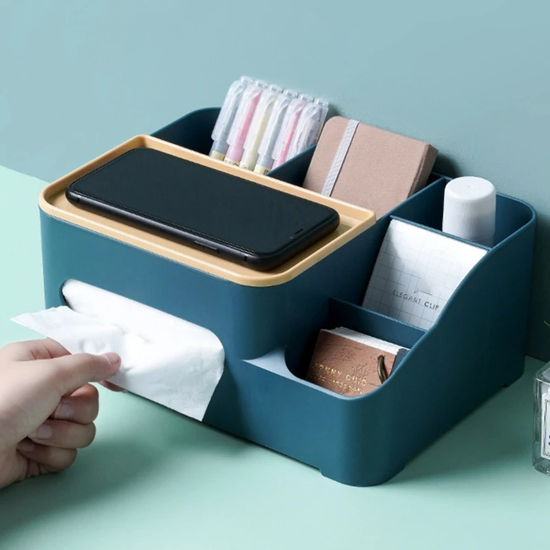 

Multifunctional Tissue Storage Box Cover Napkin Holder Sundries Ontainer Stationery Organizer for Bedroom Office Bathroom Vanity