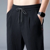 men fashion cargo pants spring ice silk ultri thin mens casual pants summer harem pants plus size ankle trousers loose pants