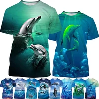 new dolphin 3d print t shirt fashion rainbow dolphin cartoon t shirt menwomen hip hop harajuku casual round neck short sleeve