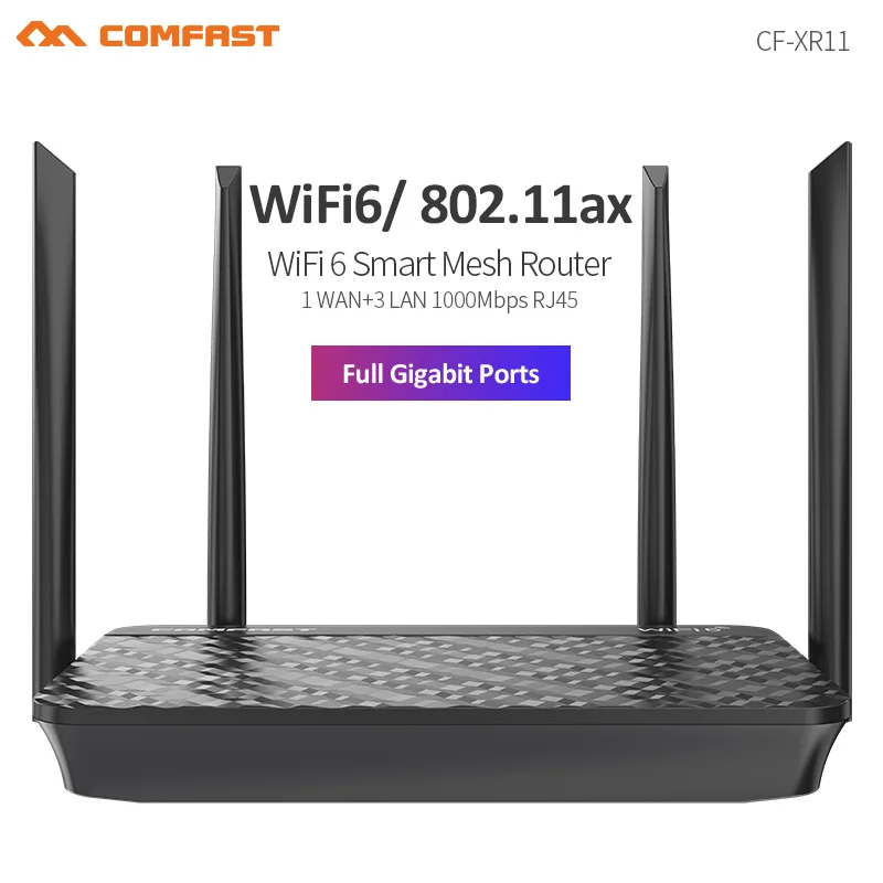 Comfast CF-XR11 WiFi6 Smart Mesh Router Dual Band 2.4G & 5G 1800Mbps Gigabit Router With 4*5 High Gain Antenna Support OpenWRT