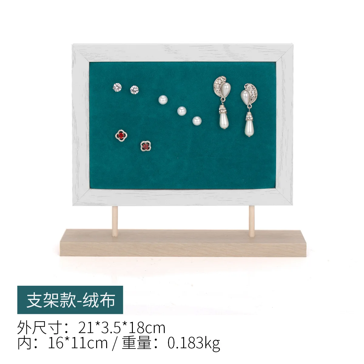 Earrings Display Holder Vintage Jewelry Frame Linen Pad Jewelry Display Organizer with 40 Pcs Pearl Pins